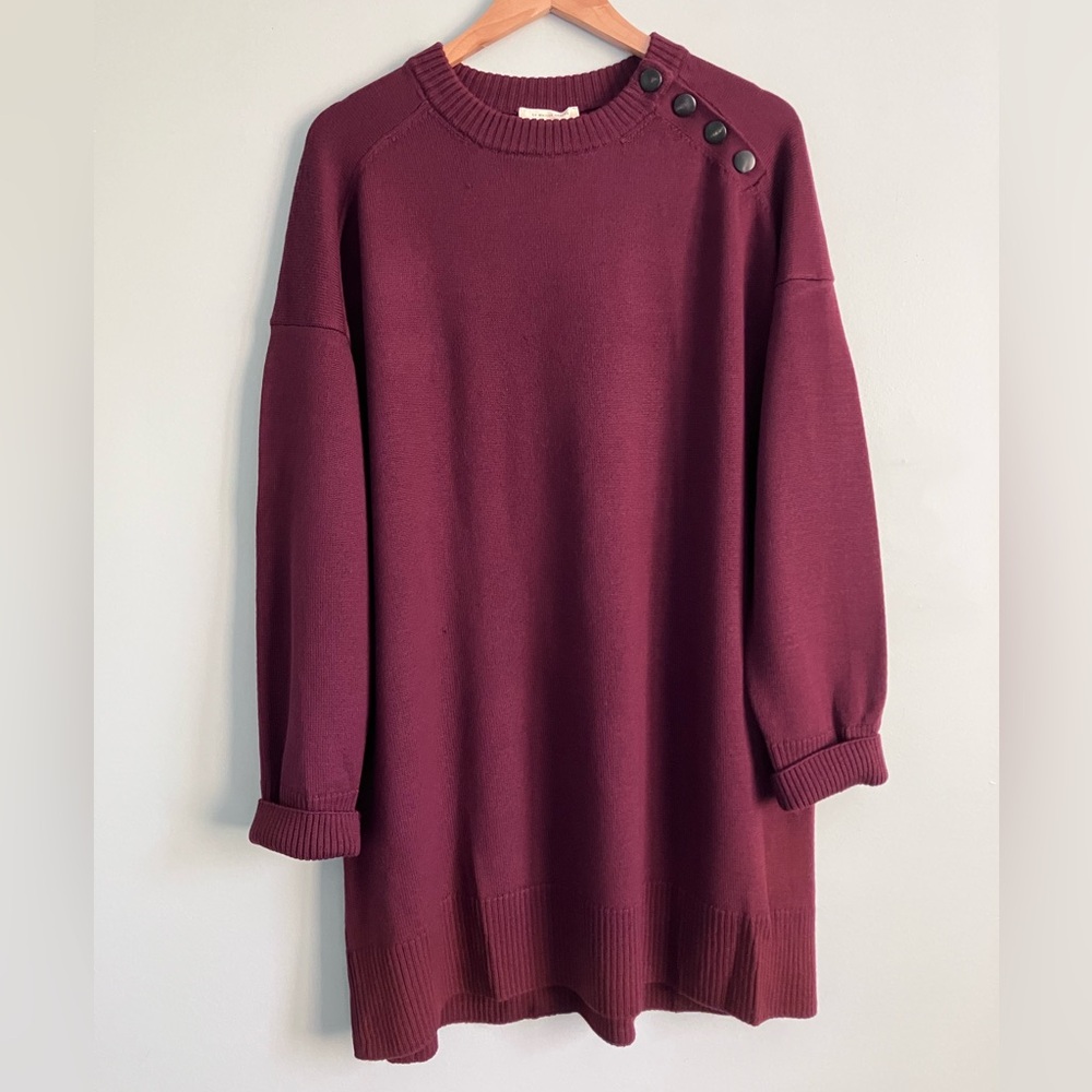 Sezane Burgundy Sweater Dress